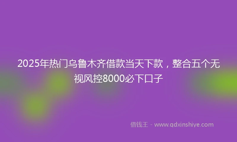 2025年热门乌鲁木齐借款当天下款，整合五个无视风控8000必下口子