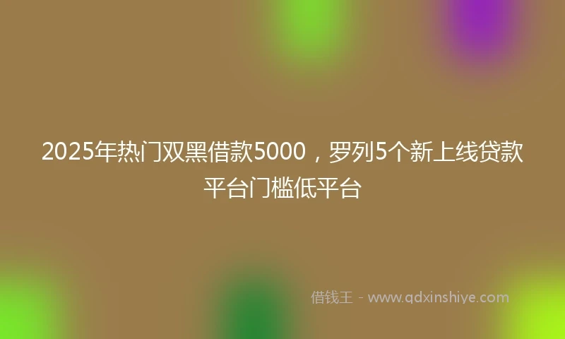 2025年热门双黑借款5000，罗列5个新上线贷款平台门槛低平台