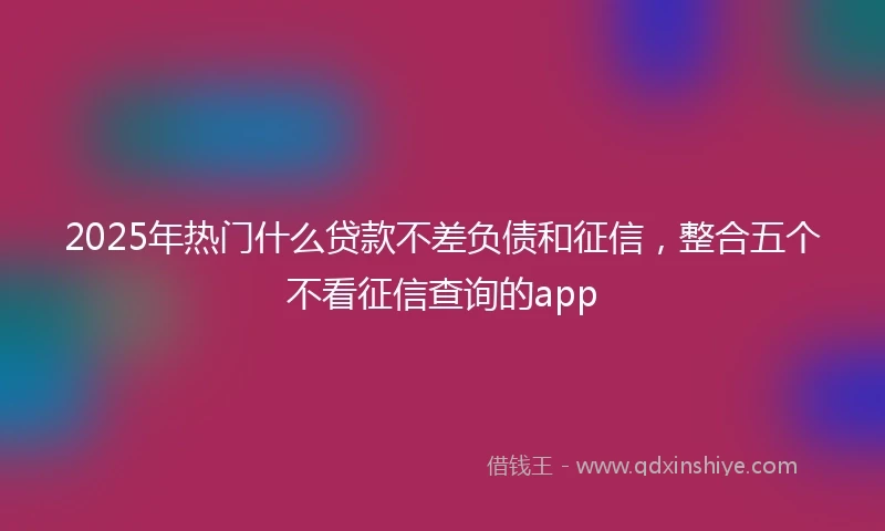 2025年热门什么贷款不差负债和征信，整合五个不看征信查询的app