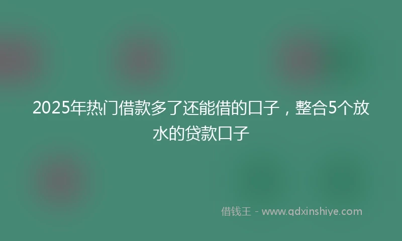 2025年热门借款多了还能借的口子，整合5个放水的贷款口子