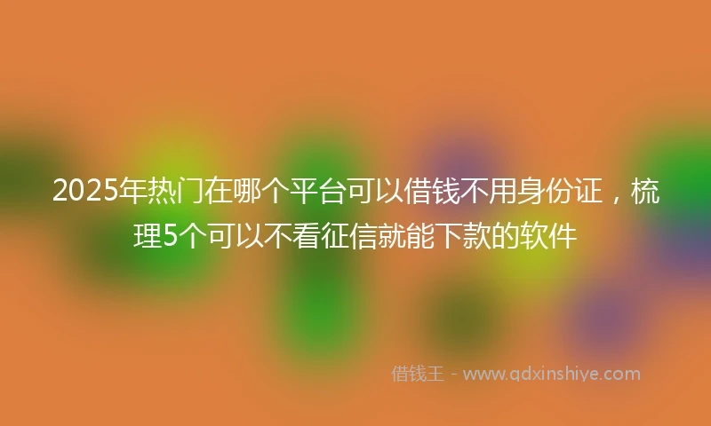 2025年热门在哪个平台可以借钱不用身份证，梳理5个可以不看征信就能下款的软件