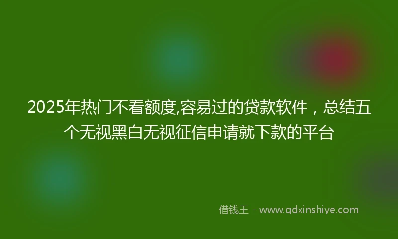 2025年热门不看额度,容易过的贷款软件,总结五个无视黑白无视征信申请就下款的平台