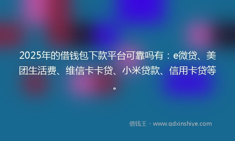 2025年的借钱包下款平台可靠吗有：e微贷、美团生活费、维信卡卡贷、小米贷款、信用卡贷等。