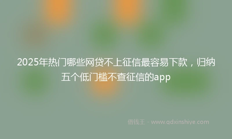 2025年热门哪些网贷不上征信最容易下款,归纳五个低门槛不查征信的app