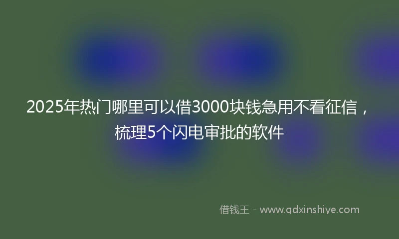 2025年热门哪里可以借3000块钱急用不看征信，梳理5个闪电审批的软件