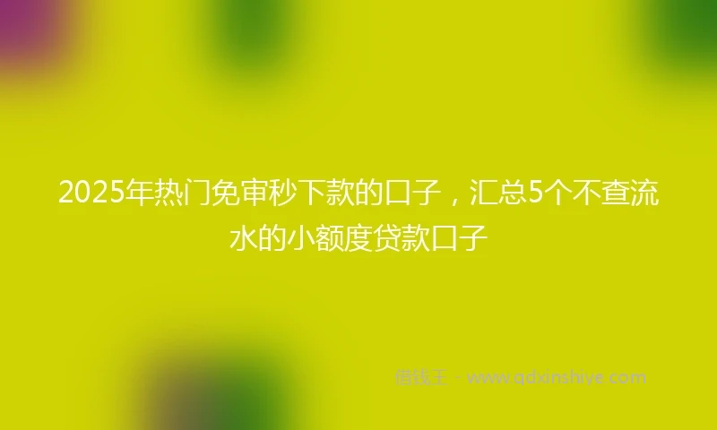 2025年热门免审秒下款的口子，汇总5个不查流水的小额度贷款口子