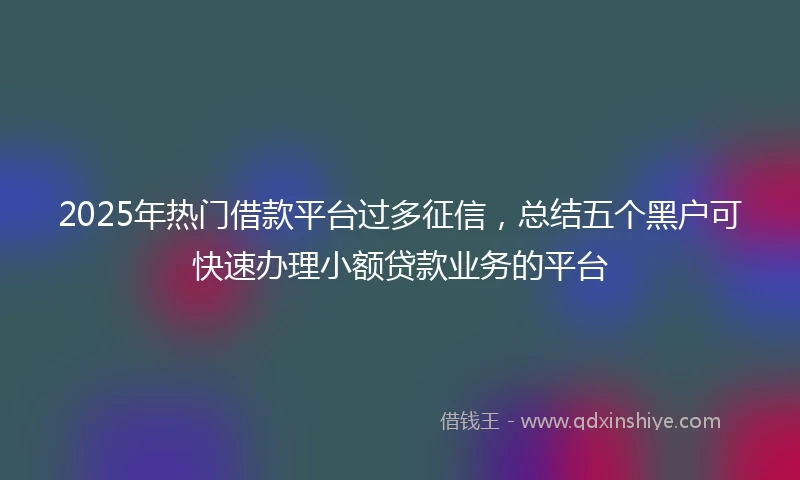 2025年热门借款平台过多征信,总结五个黑户可快速办理小额贷款业务的平台