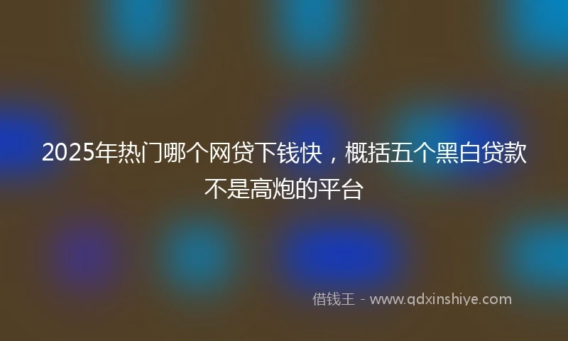 2025年热门哪个网贷下钱快，概括五个黑白贷款不是高炮的平台