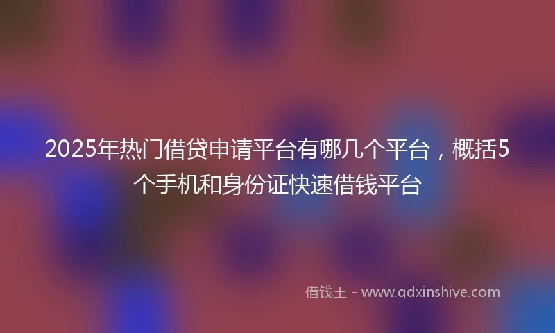 2025年热门借贷申请平台有哪几个平台,概括5个手机和身份证快速借钱平台