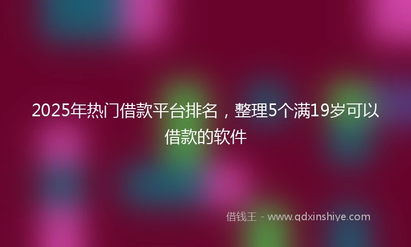 2025年热门借款平台排名,整理5个满19岁可以借款的软件