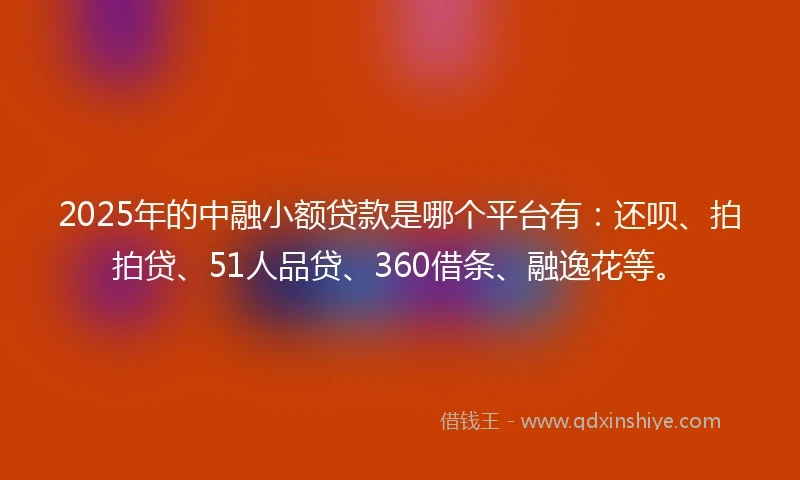 2025年的中融小额贷款是哪个平台有：还呗、拍拍贷、51人品贷、360借条、融逸花等。