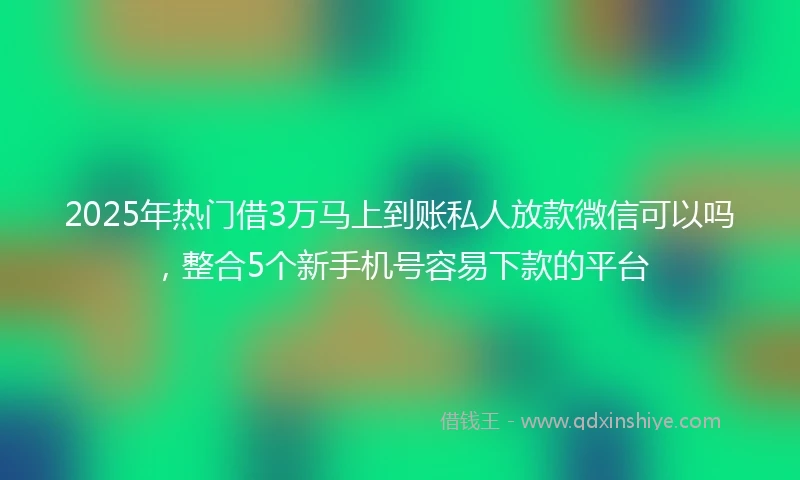 2025年热门借3万马上到账私人放款微信可以吗,整合5个新手机号容易下款的平台