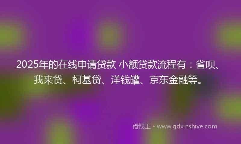 2025年的在线申请贷款 小额贷款流程有：省呗、我来贷、柯基贷、洋钱罐、京东金融等。