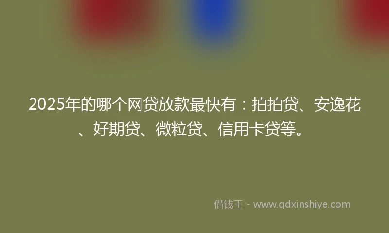 2025年的哪个网贷放款最快有:拍拍贷、安逸花、好期贷、微粒贷、信用卡贷等。