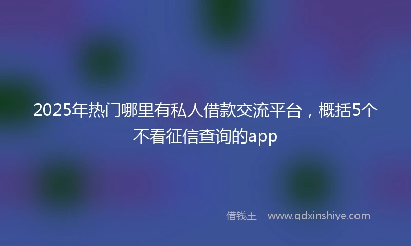 2025年热门哪里有私人借款交流平台，概括5个不看征信查询的app