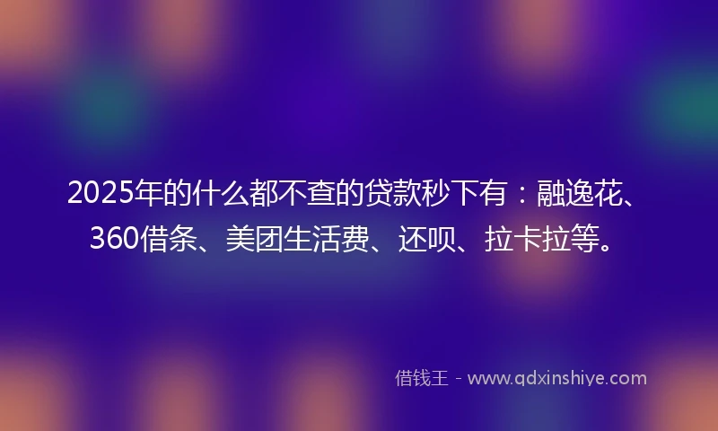 2025年的什么都不查的贷款秒下有：融逸花、360借条、美团生活费、还呗、拉卡拉等。