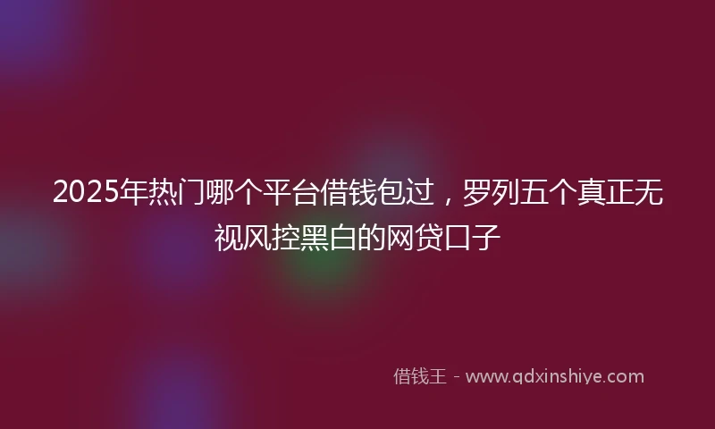 2025年热门哪个平台借钱包过，罗列五个真正无视风控黑白的网贷口子