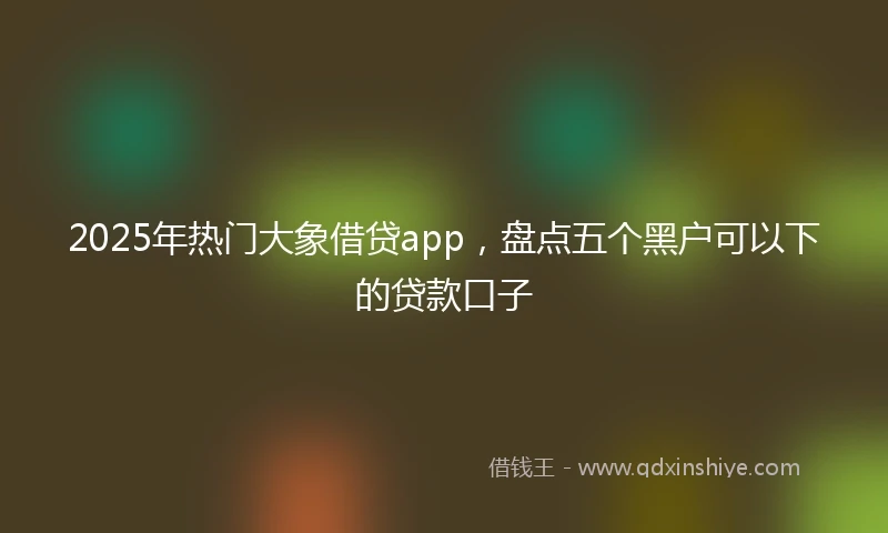 2025年热门大象借贷app，盘点五个黑户可以下的贷款口子