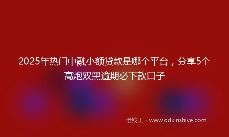 2025年热门中融小额贷款是哪个平台，分享5个高炮双黑逾期必下款口子