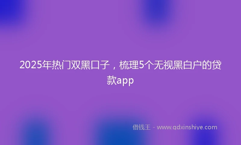 2025年热门双黑口子，梳理5个无视黑白户的贷款app
