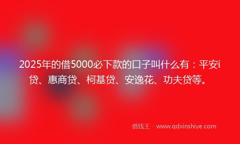 2025年的借5000必下款的口子叫什么有：平安i贷、惠商贷、柯基贷、安逸花、功夫贷等。
