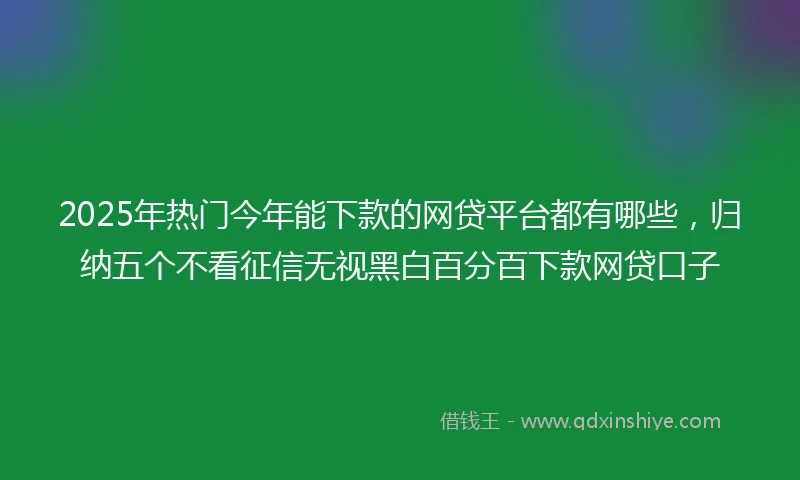 2025年热门今年能下款的网贷平台都有哪些,归纳五个不看征信无视黑白百分百下款网贷口子