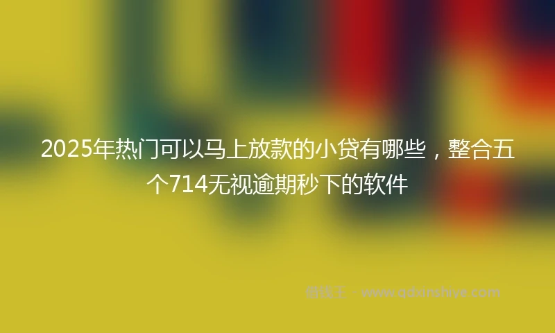 2025年热门可以马上放款的小贷有哪些，整合五个714无视逾期秒下的软件