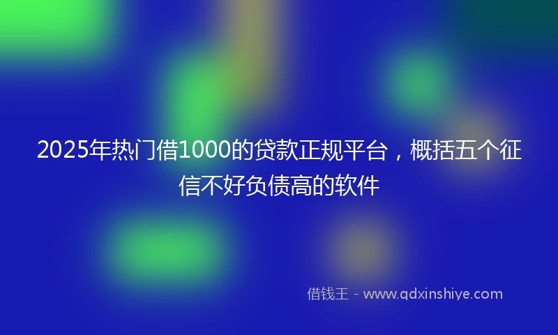 2025年热门借1000的贷款正规平台，概括五个征信不好负债高的软件