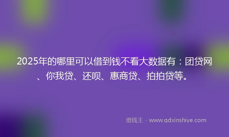 2025年的哪里可以借到钱不看大数据有：团贷网、你我贷、还呗、惠商贷、拍拍贷等。