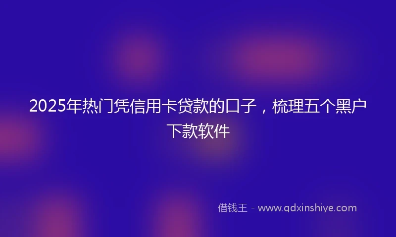 2025年热门凭信用卡贷款的口子，梳理五个黑户下款软件
