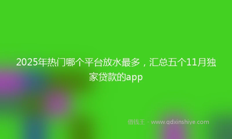 2025年热门哪个平台放水最多，汇总五个11月独家贷款的app
