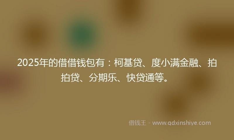 2025年的借借钱包有：柯基贷、度小满金融、拍拍贷、分期乐、快贷通等。