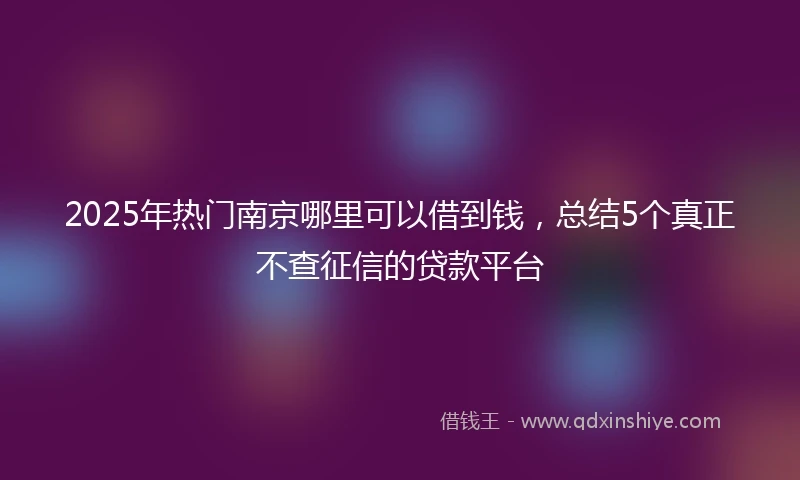 2025年热门南京哪里可以借到钱，总结5个真正不查征信的贷款平台