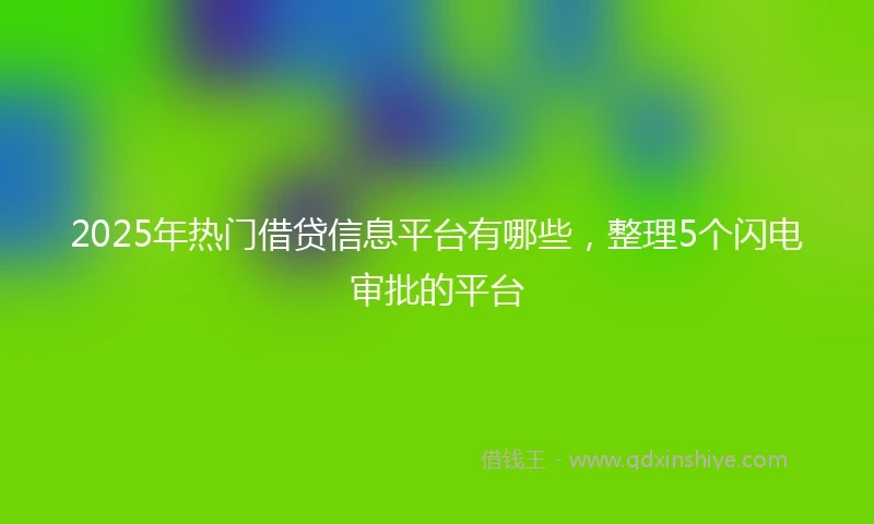 2025年热门借贷信息平台有哪些，整理5个闪电审批的平台