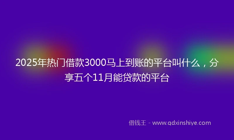 2025年热门借款3000马上到账的平台叫什么，分享五个11月能贷款的平台