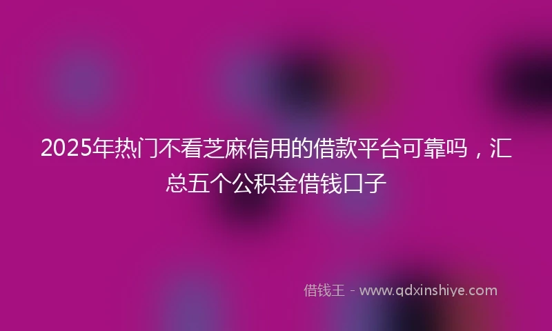 2025年热门不看芝麻信用的借款平台可靠吗,汇总五个公积金借钱口子