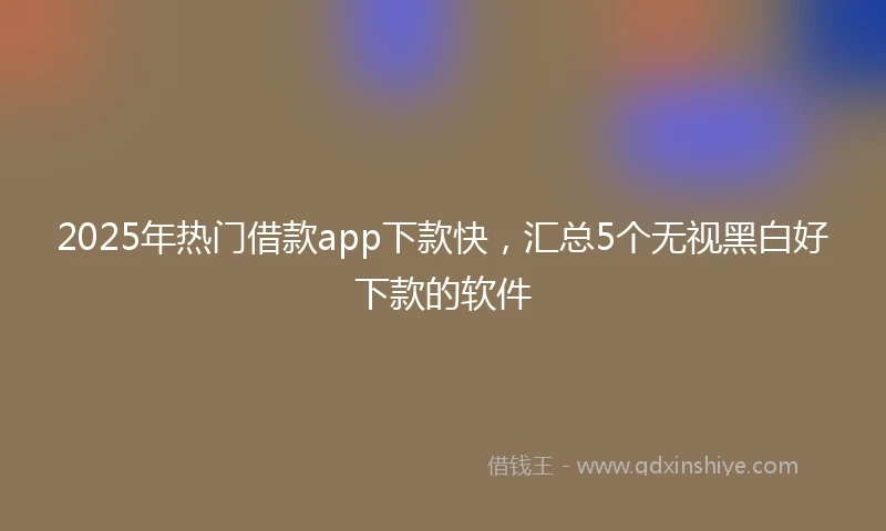2025年热门借款app下款快，汇总5个无视黑白好下款的软件