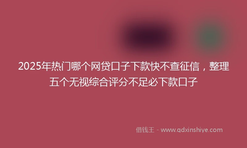 2025年热门哪个网贷口子下款快不查征信，整理五个无视综合评分不足必下款口子