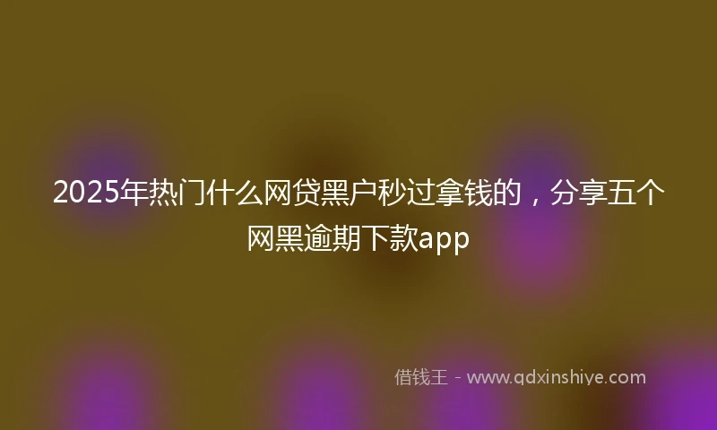 2025年热门什么网贷黑户秒过拿钱的，分享五个网黑逾期下款app