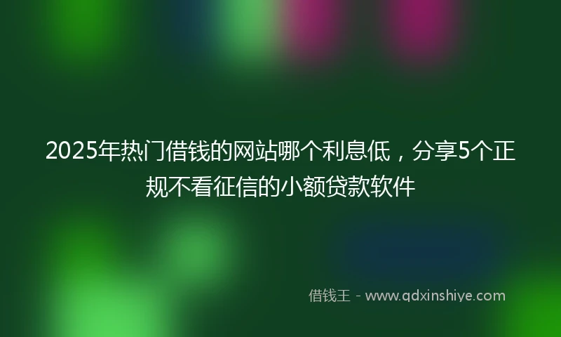 2025年热门借钱的网站哪个利息低，分享5个正规不看征信的小额贷款软件