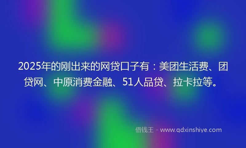 2025年的刚出来的网贷口子有：美团生活费、团贷网、中原消费金融、51人品贷、拉卡拉等。