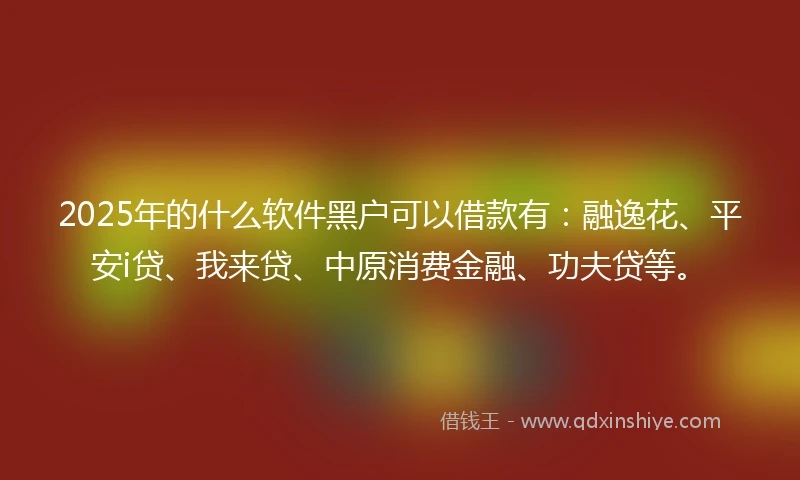 2025年的什么软件黑户可以借款有：融逸花、平安i贷、我来贷、中原消费金融、功夫贷等。