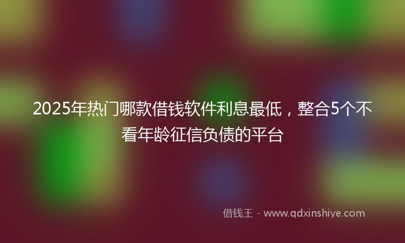 2025年热门哪款借钱软件利息最低，整合5个不看年龄征信负债的平台