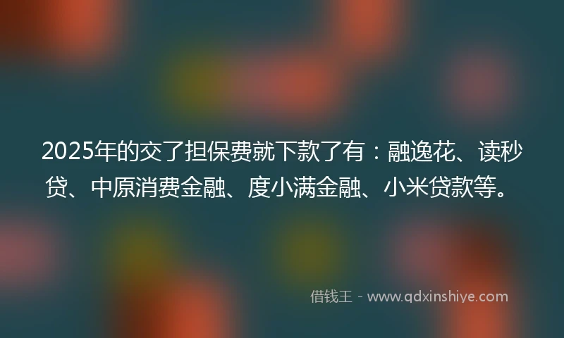 2025年的交了担保费就下款了有：融逸花、读秒贷、中原消费金融、度小满金融、小米贷款等。