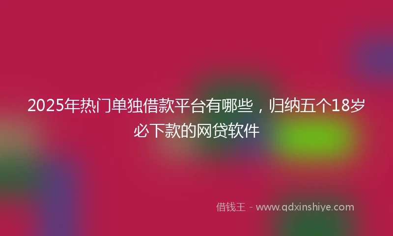 2025年热门单独借款平台有哪些，归纳五个18岁必下款的网贷软件