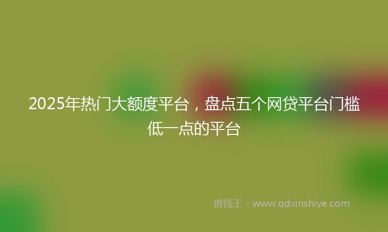 2025年热门大额度平台，盘点五个网贷平台门槛低一点的平台