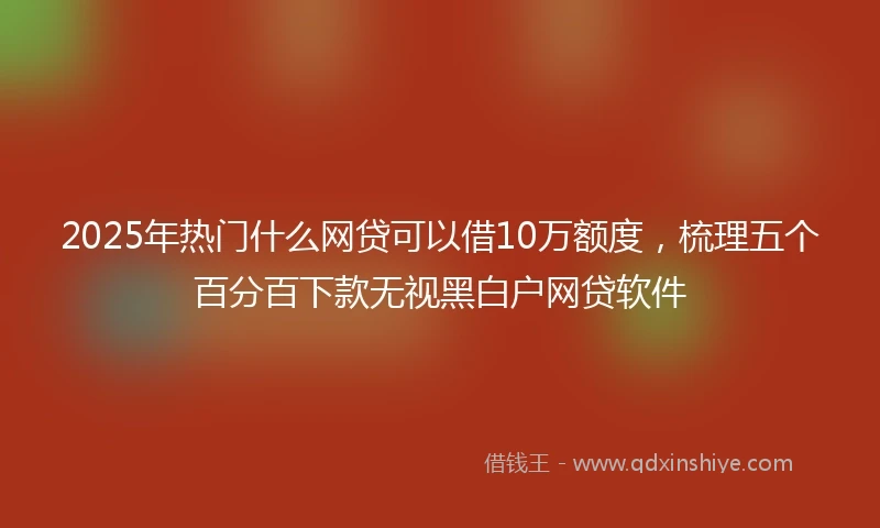 2025年热门什么网贷可以借10万额度，梳理五个百分百下款无视黑白户网贷软件
