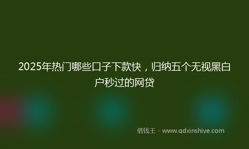 2025年热门哪些口子下款快，归纳五个无视黑白户秒过的网贷