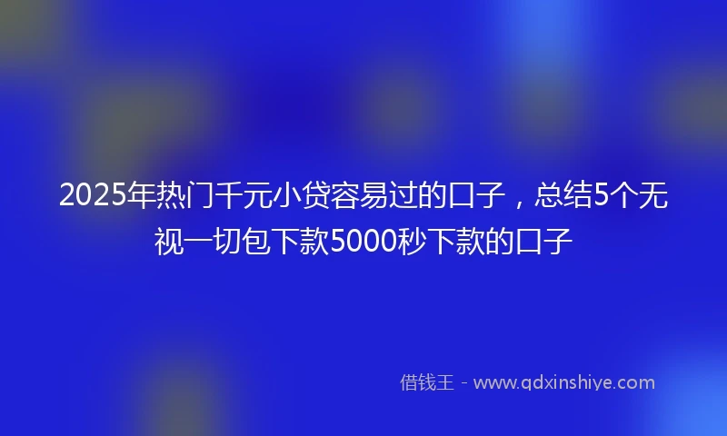 2025年热门千元小贷容易过的口子，总结5个无视一切包下款5000秒下款的口子