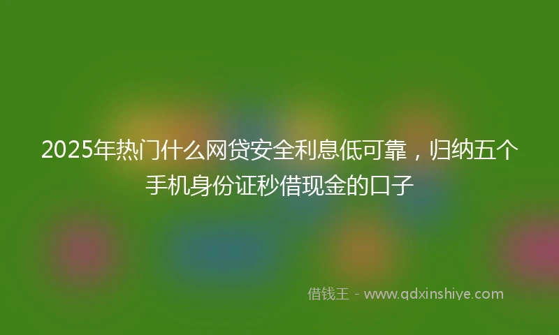 2025年热门什么网贷安全利息低可靠，归纳五个手机身份证秒借现金的口子